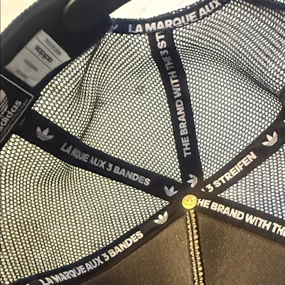 adidas Black Trucker Hat with White Trefoil Patch - Picture 3 of 4